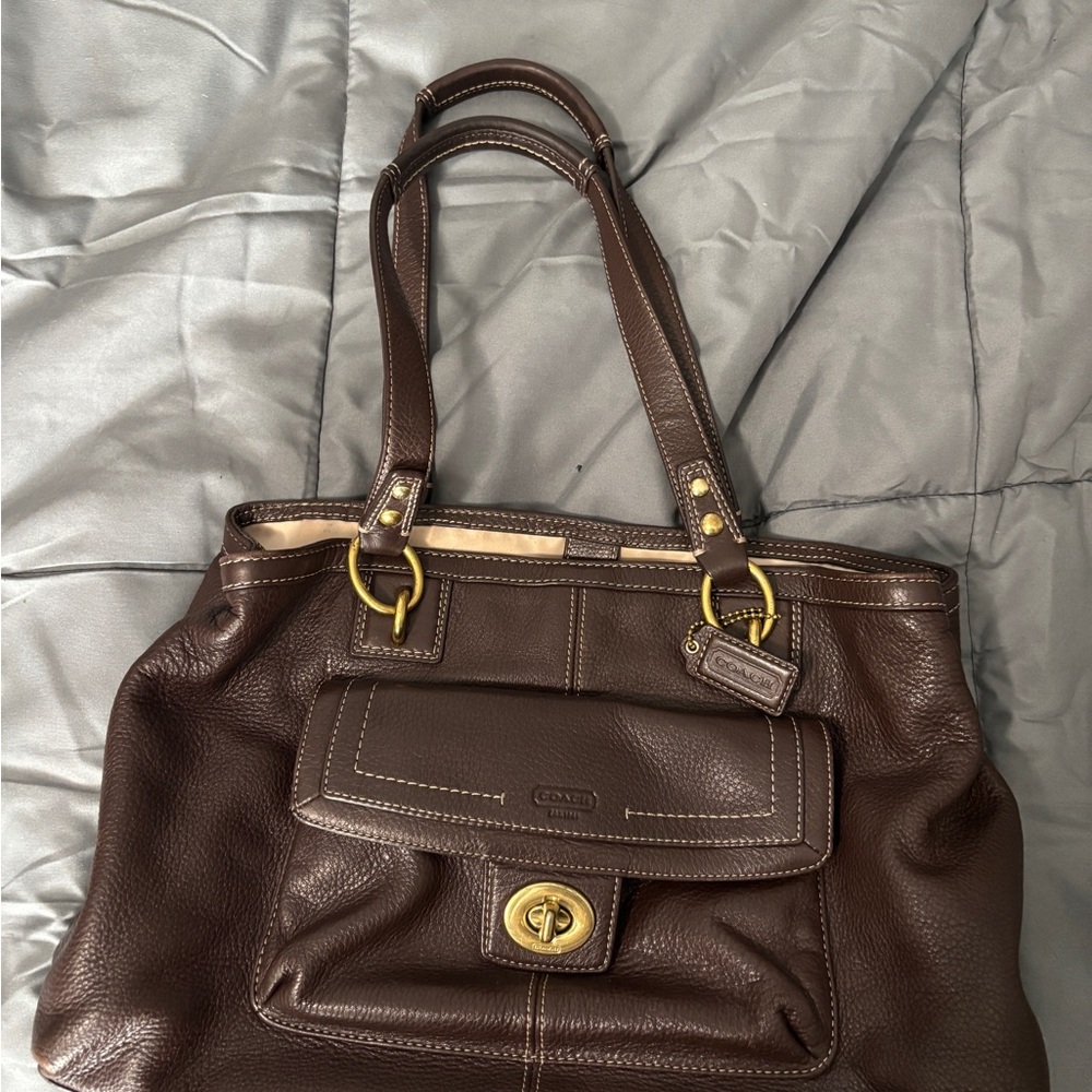 Brown Coach Penelope Leather Tote Bag